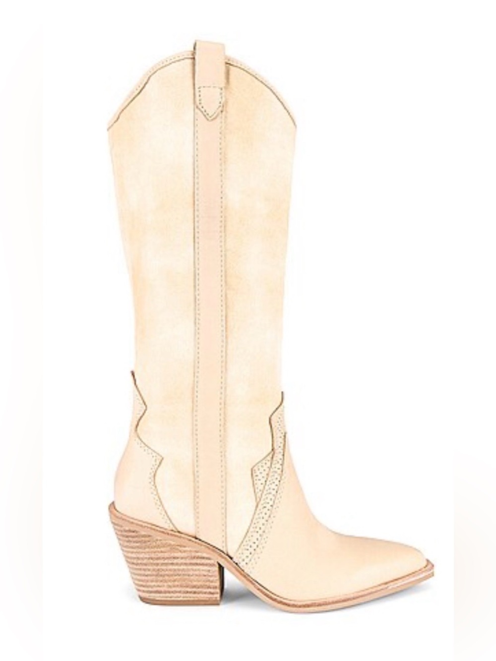 Dolce Vita Navene Canvas Leather Western Boots Vanilla Size 8 NWOB